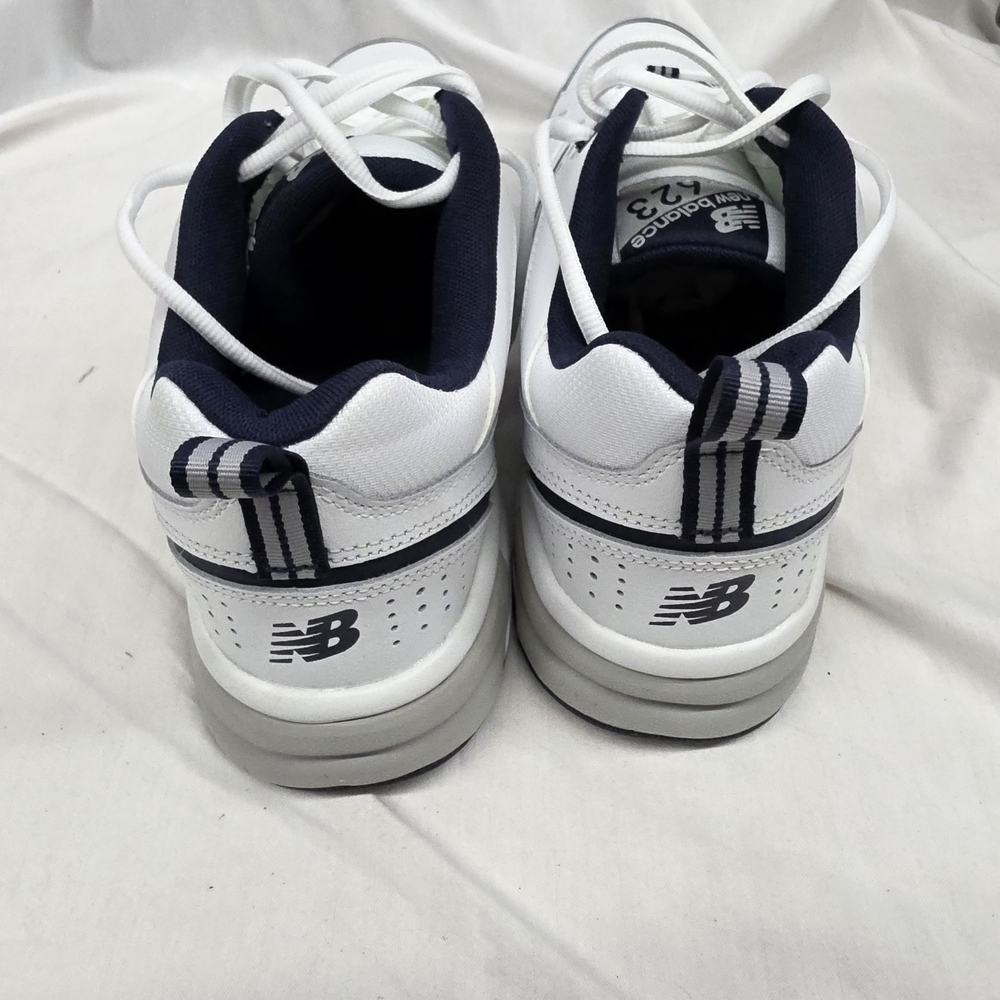 New Balance White and Navy Men's Athletic Sneakers - Picture 4 of 10